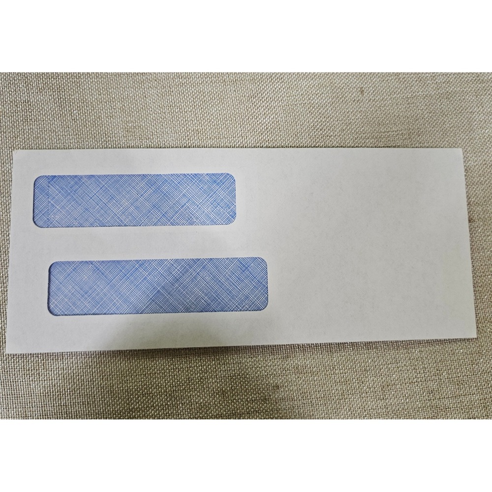 500 Double Window Envelopes #10 White Blue Security Tint CE05B Business